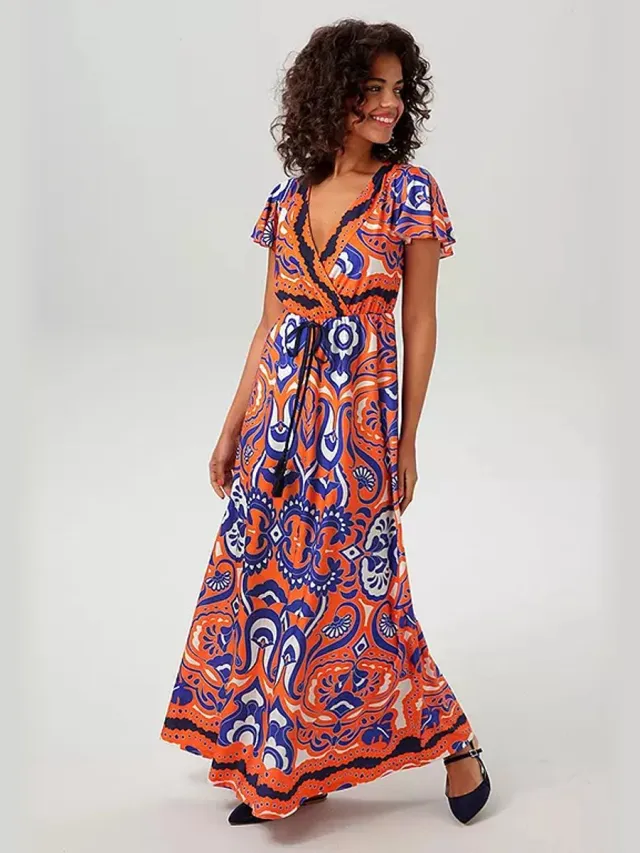 Aniston Maxi Jurk | Soepel vallend | Etnisch dessin | Meerkleurig