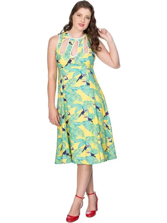 Dancing Days TOUCAN Flare jurk - M - Geel