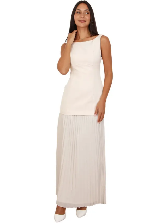 La Modeuse Lange Jurk La Modeuse 76299_P180685 Beige