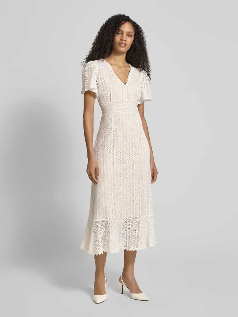 Apricot Midi-jurk van gehaakt kant met V-hals ecru, foto 3