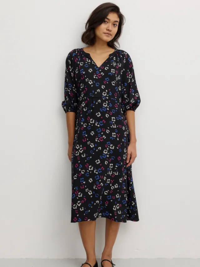 recolution dames vegan Jurk Nemesia Blossom Zwart