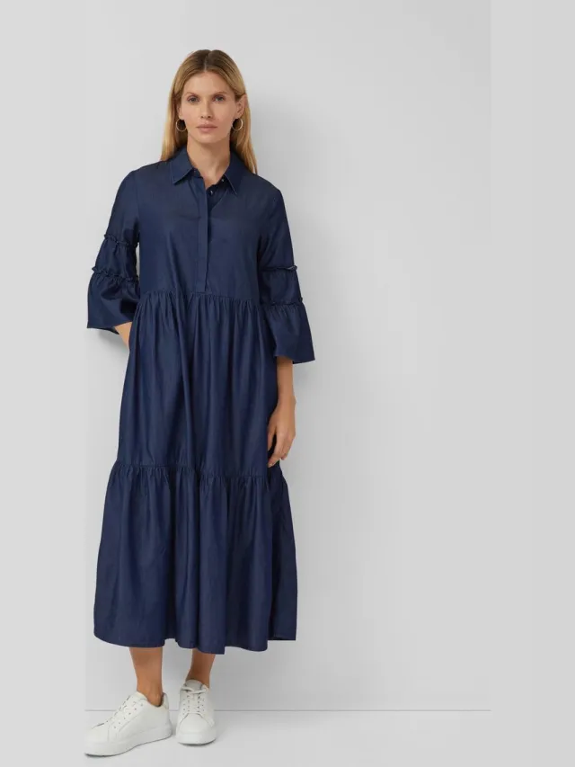 S.Oliver female - Overhemdjurk met speelse volumedetails blauw