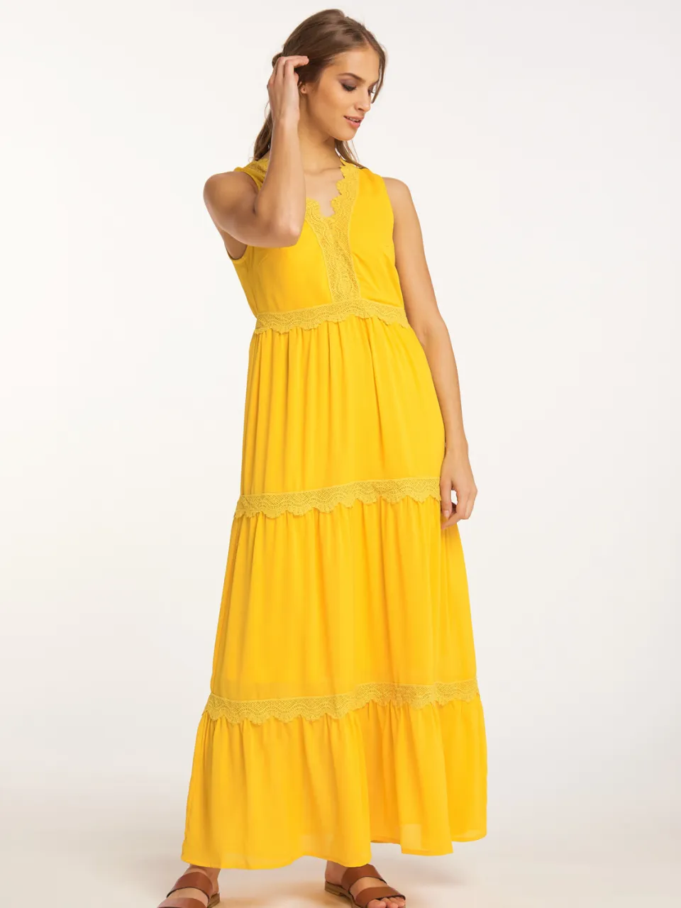 IZIA spaghetti jurk maxi gaya Geel