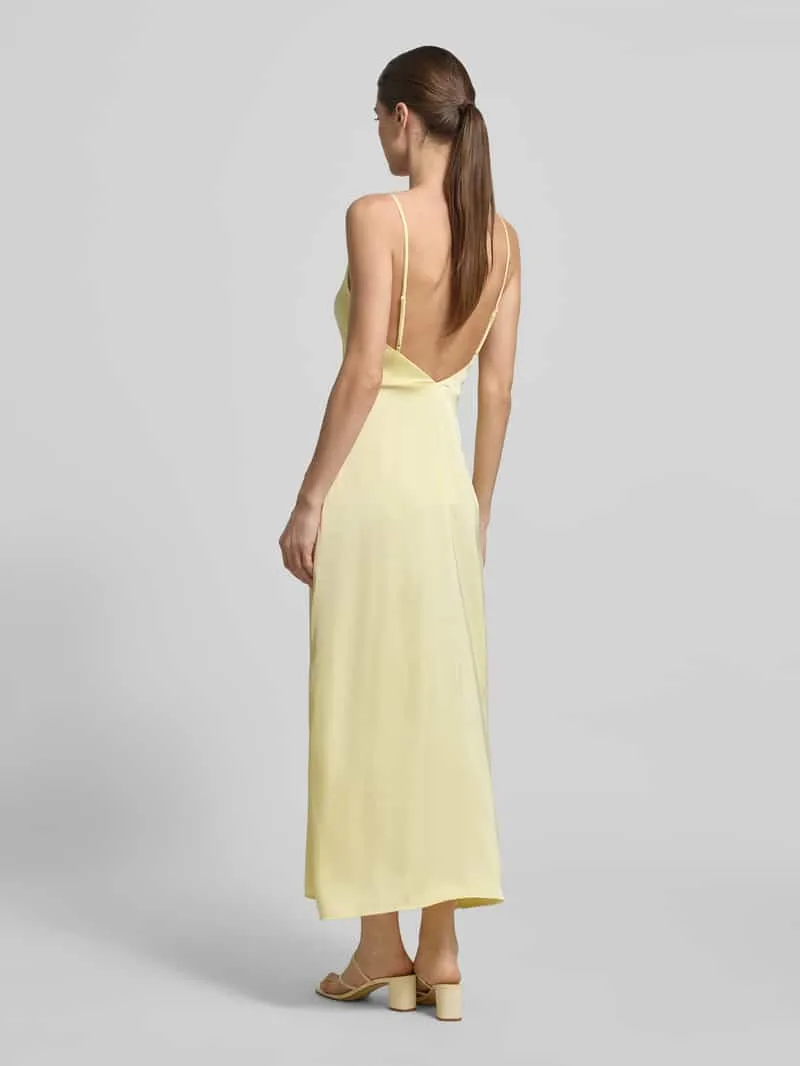 Vila maxi-jurk met spaghettibandjes model 'RAVENNA' lichtgeel, foto 2