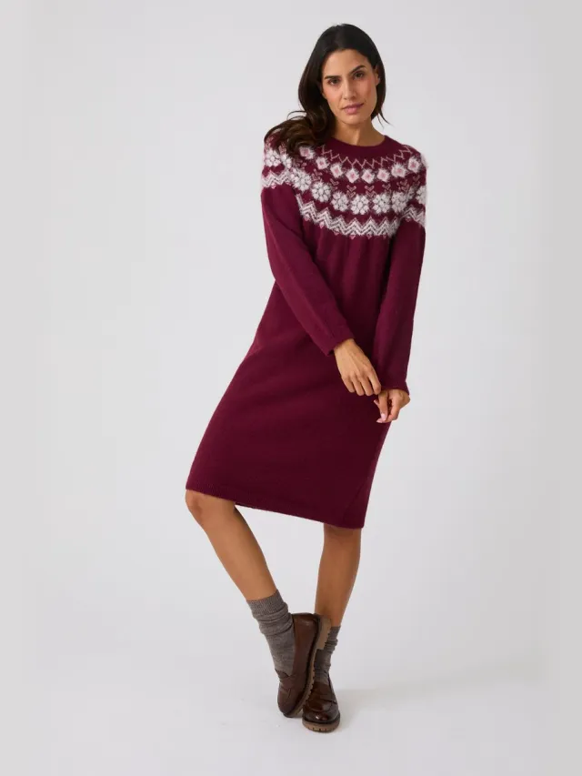 Damart Thermolactyl jacquard gebreide trui-jurk - Dames - Rood