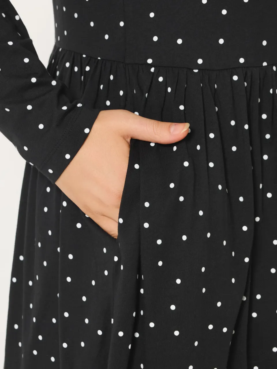 Yours Zwarte Polka Dot Peplum Maxijurk, foto 4