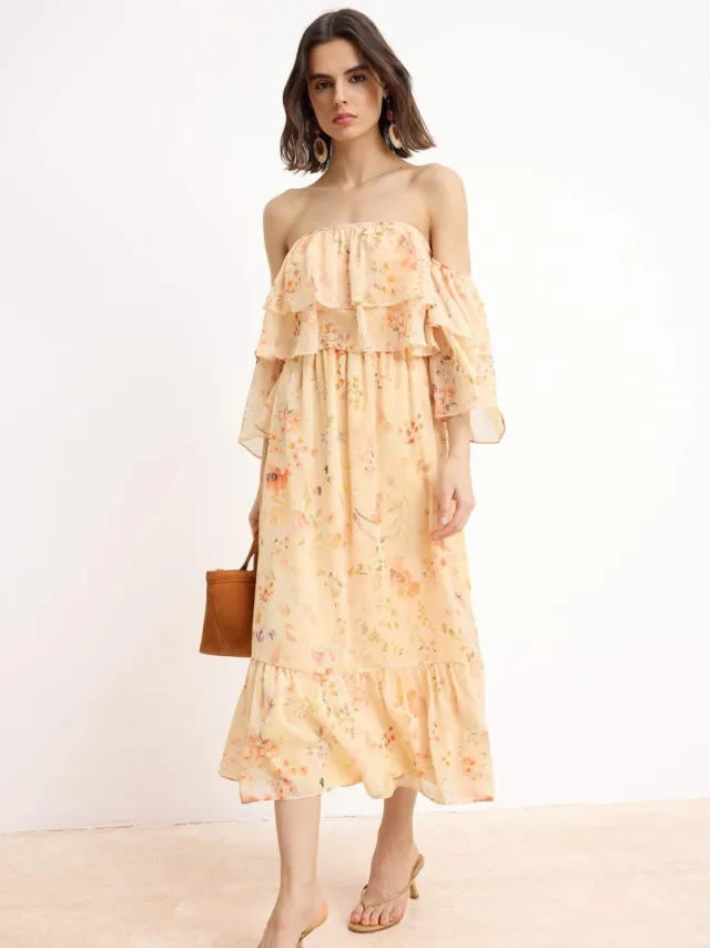 Turkishsouq Mouwloze maxi-jurk met bloemenprint voor dames, geschikt voor overdag en 's avonds. Veelkleurig