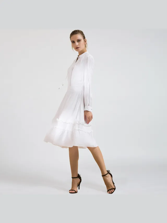 Smart & Joy Pasvorm en flare blouse jurk wit, foto 2