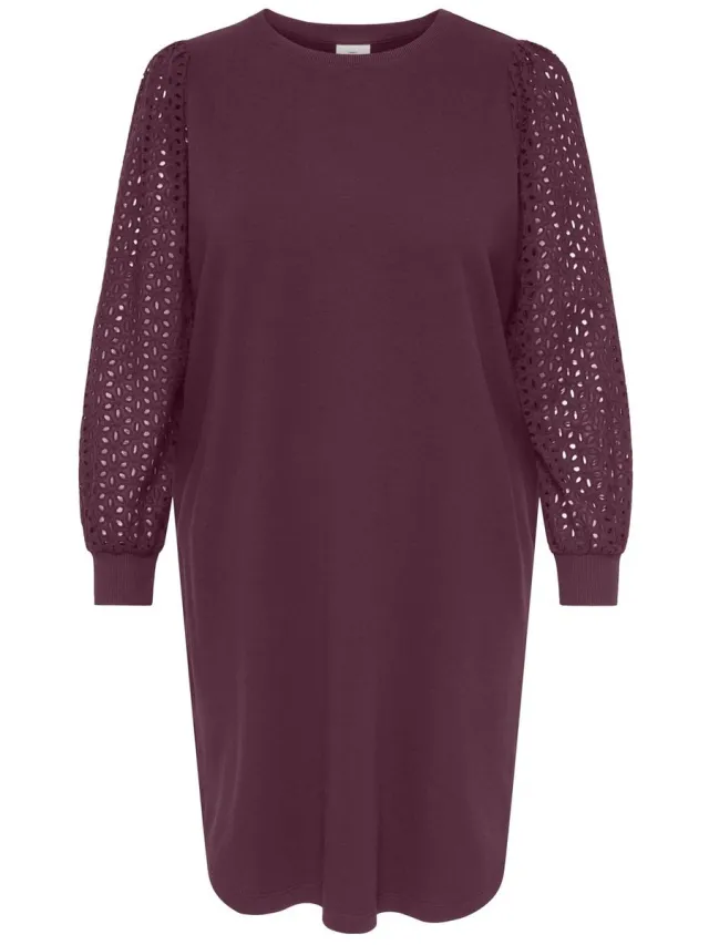 Only Carmakoma CARDONNA L/S MIX O-NECK MIDI DRESS JRS Dames Jurk Fig