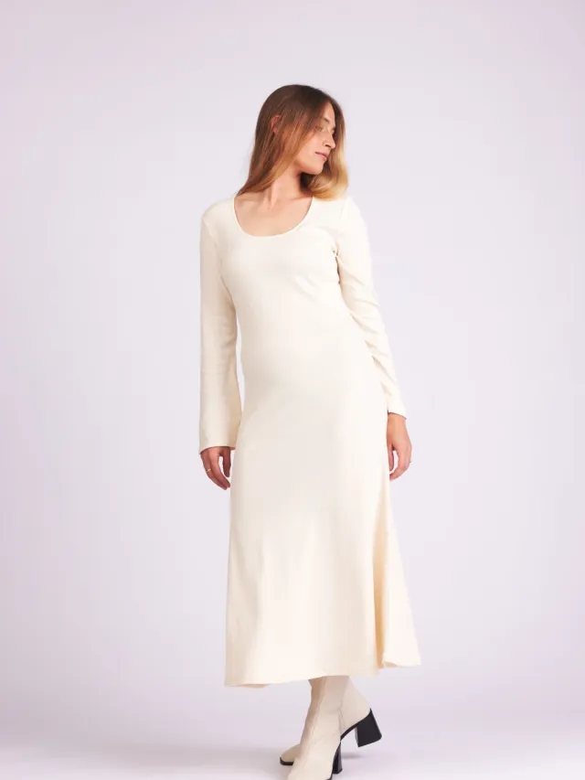 Baìge the Label dames vegan Maxi Jurk Birdie Off-White Crème