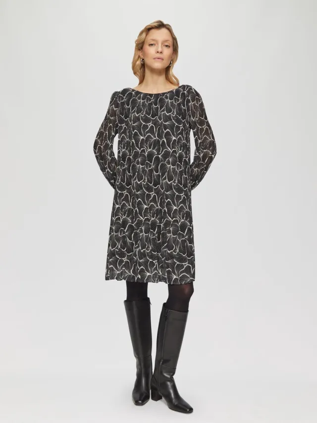 S.Oliver female - Geplooide chiffon jurk zwart