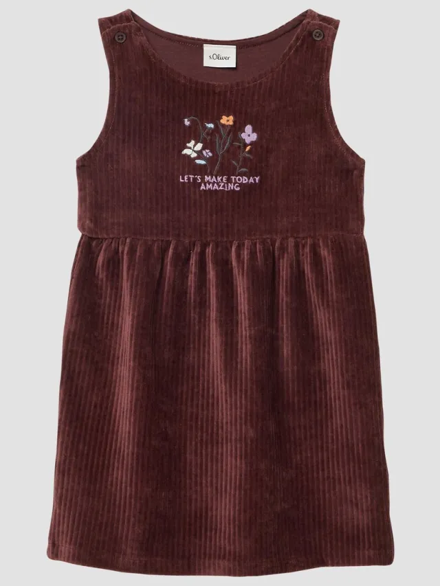 S.Oliver female - Zachte corduroy jurk met borduursel bordeaux