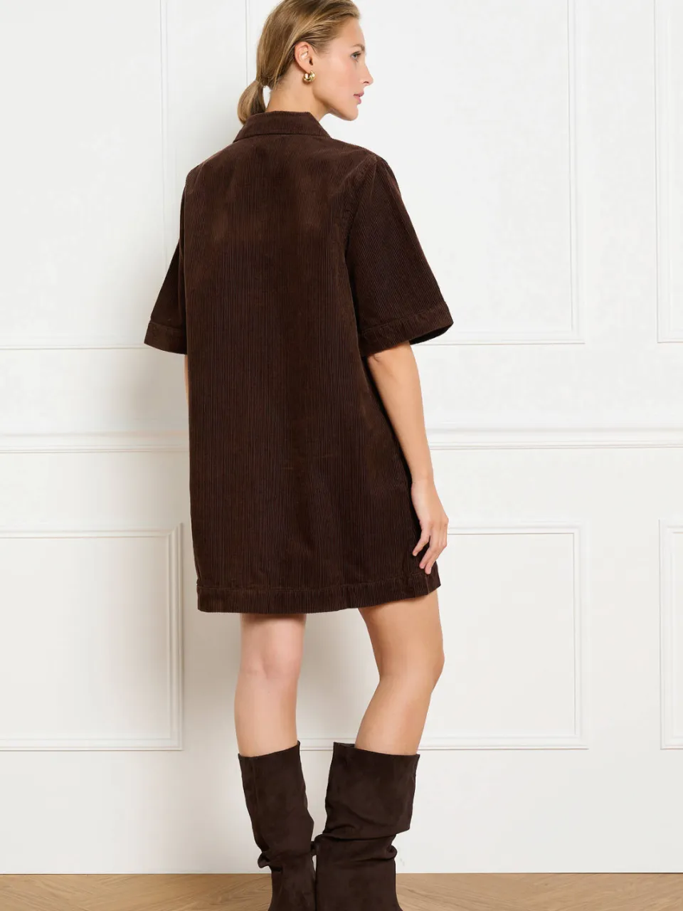 LOLALIZA corduroy korte jurk - bruin, foto 3