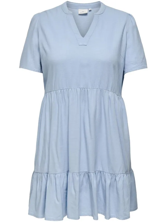 Only Carmakoma Jurk CARTIRI-CARO Linnen Korte jurk Blauw