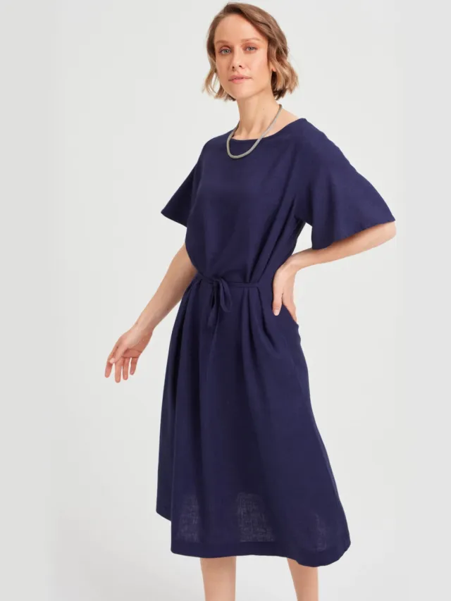 AYANI dames vegan Jurk Nika Zwart Blauw Extra donkerblauw