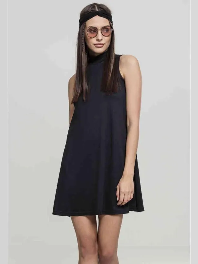 Urban Classics A-Line Turtleneck Dames Mini-jurk - zwart