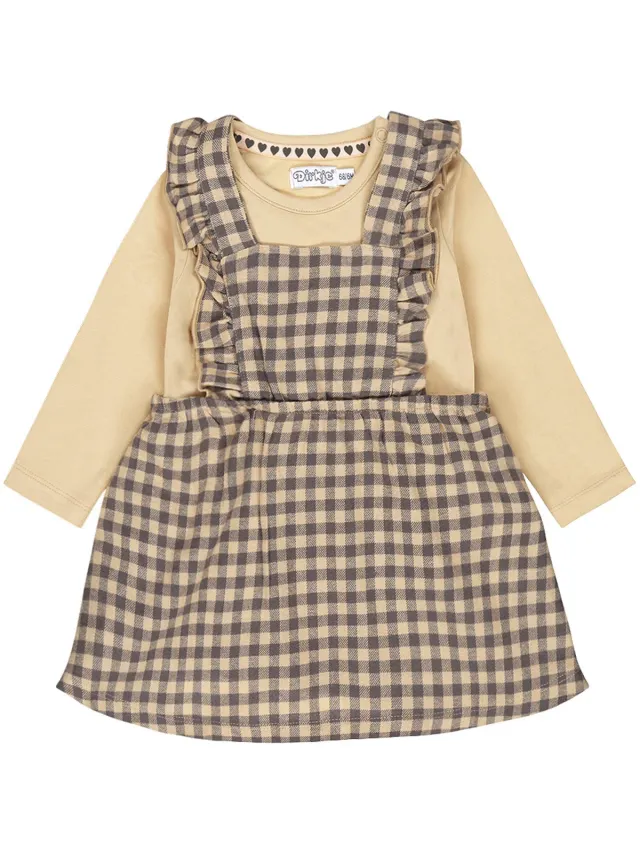 Dirkje Q- Girls love Meisjes Jurk + T-shirt Dark sand