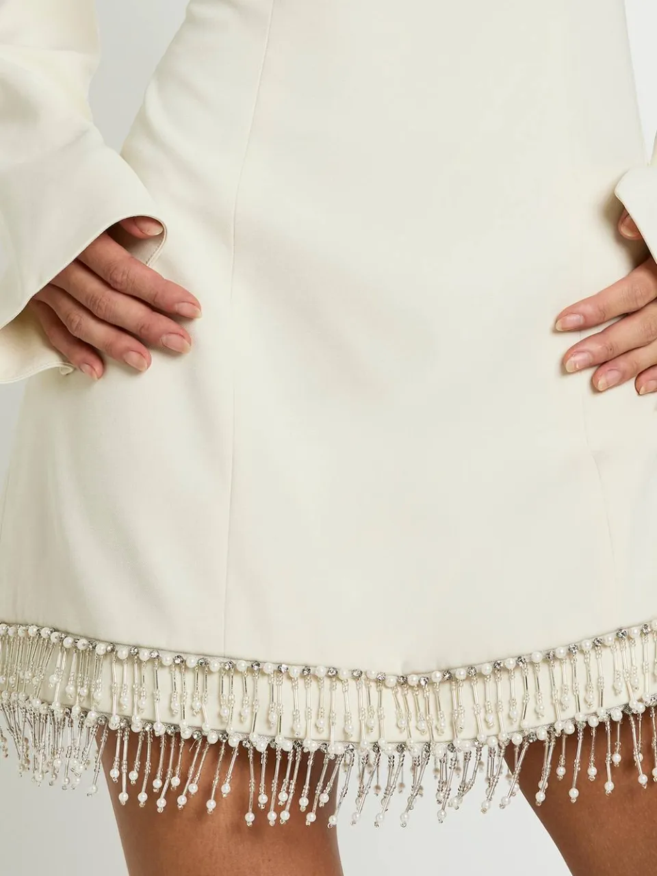 boohoo Dames Lang Gegroeid Op Nek Getailleerde Zoom Shift crème, foto 4