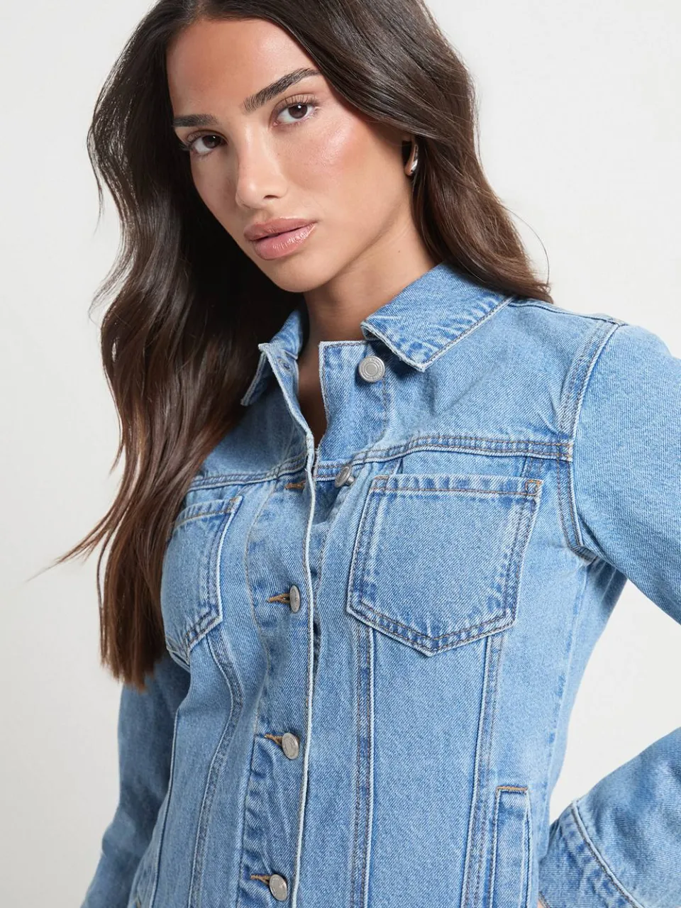 boohoo Dames Petite Western Denim Mini Jurk, foto 4