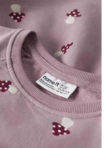 NAME IT MINI midi sweatjurk met print roze, foto 4