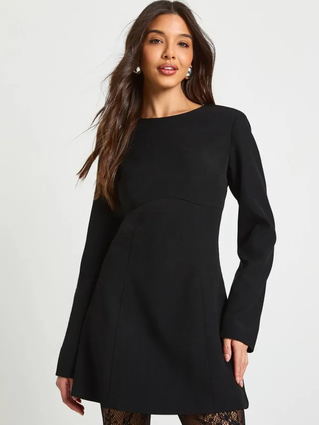 boohoo Dames Lange Mouwen Getailleerde Shift Jurk zwart, foto 3
