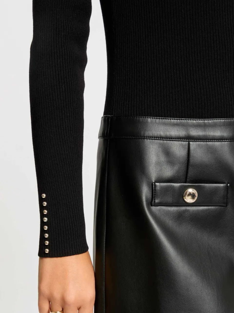Morgan ribgebreide coated jurk zwart, foto 3