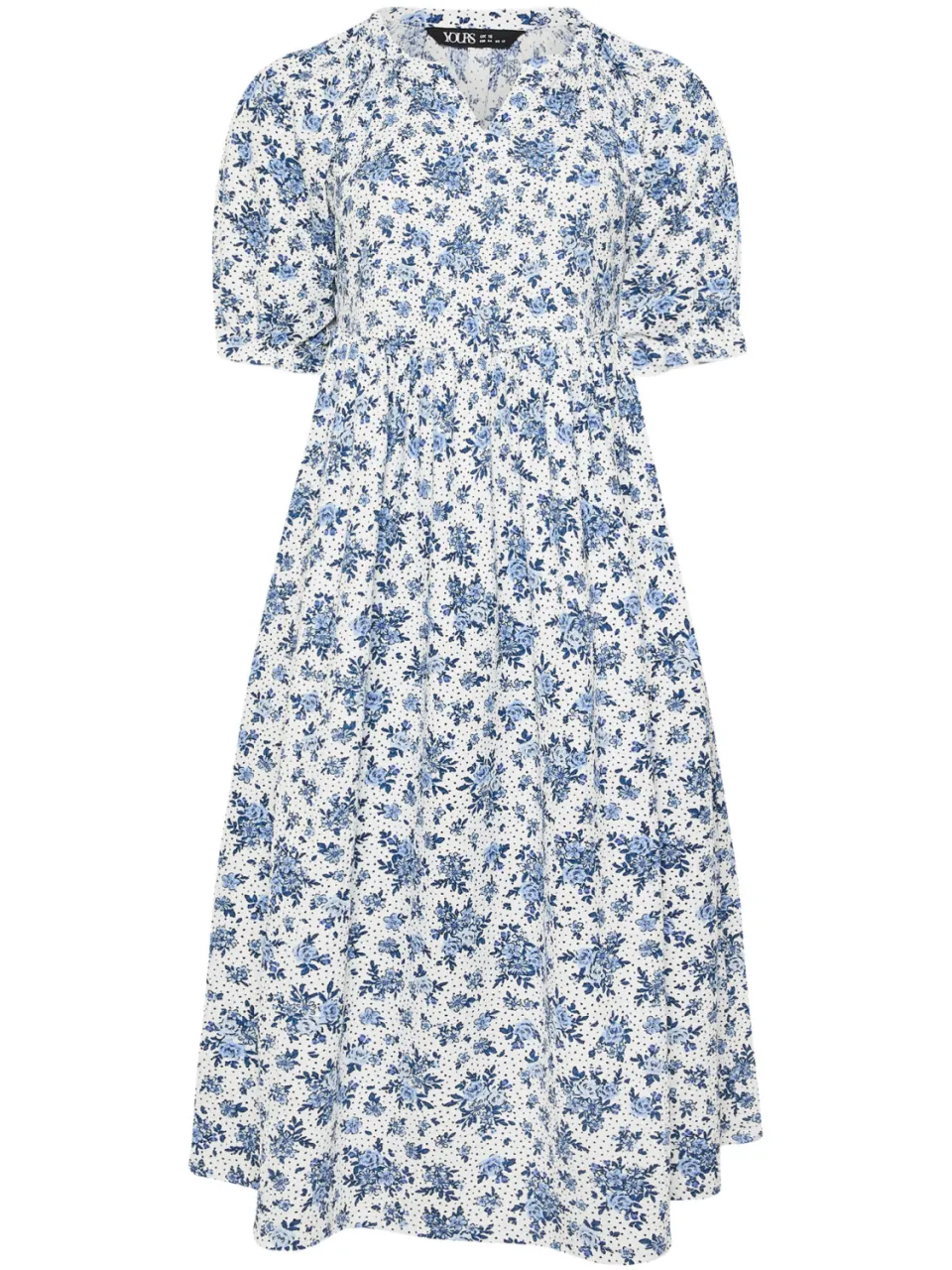 Yours Witte Maxijurk Met Bloemenprint, Polka Dots En Notch Neck-52, foto 4