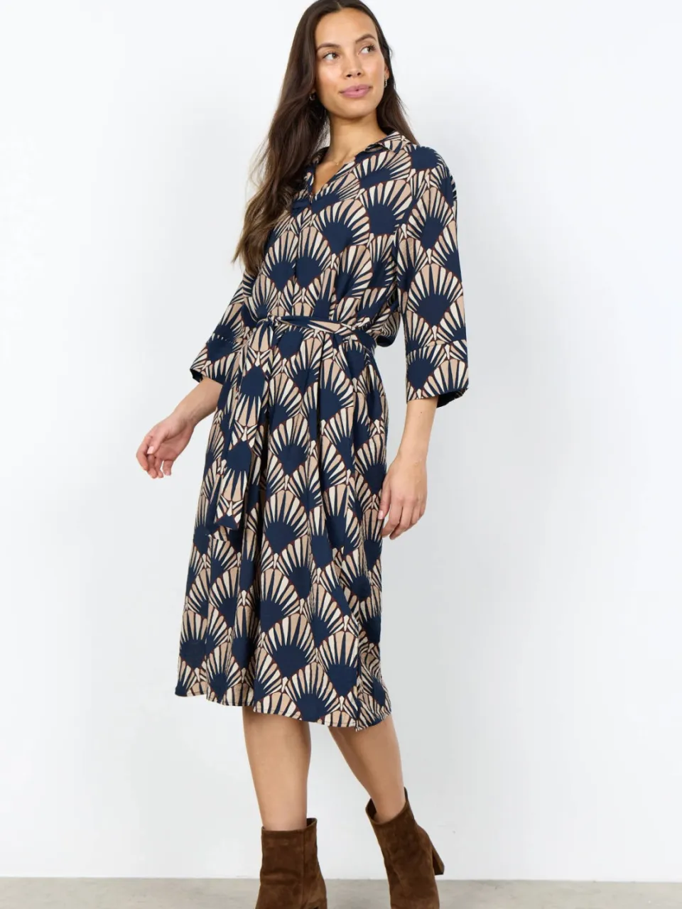 Soyaconcept midi jurk met print - donkerblauw, foto 3