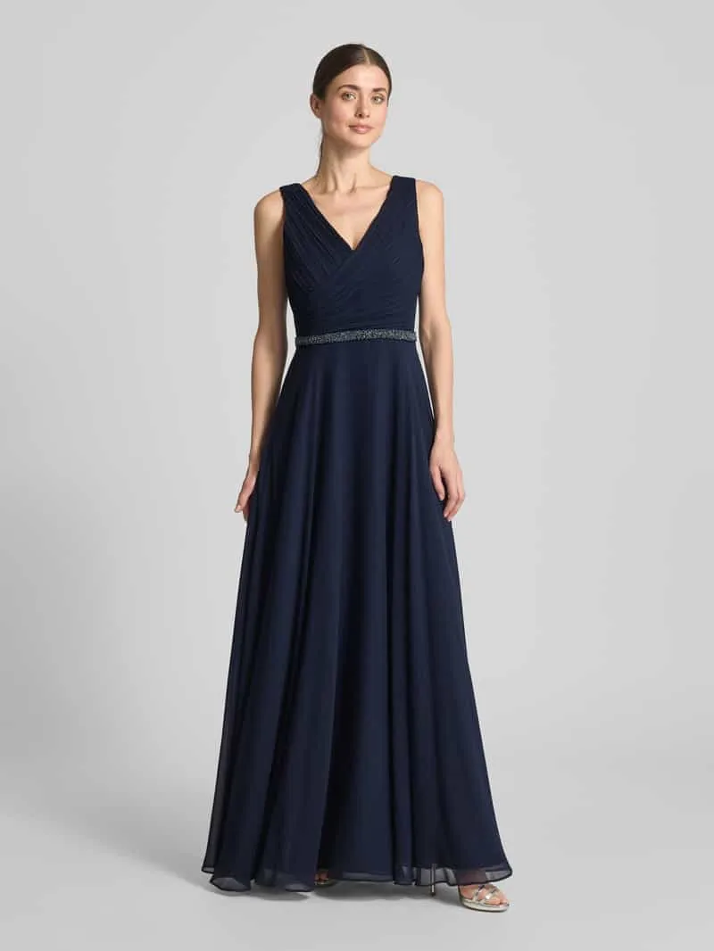 Vera Mont Avondjurk met taillepas Donkerblauw