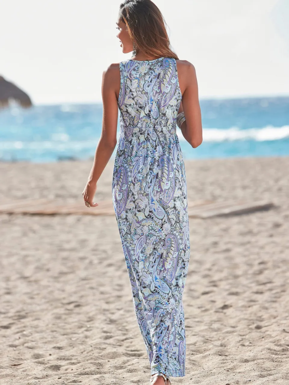 Maxi-jurk blauw geprint