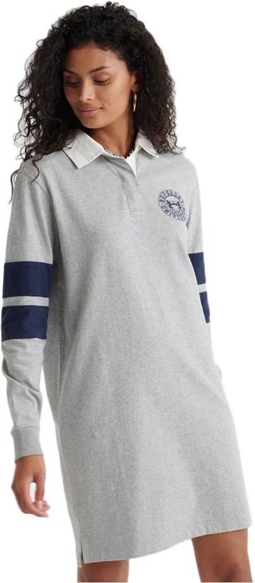 Superdry Webb Rugby Korte Jurk Met Lange Mouwen Grijs 2XS Vrouw Spirit Grey Marl