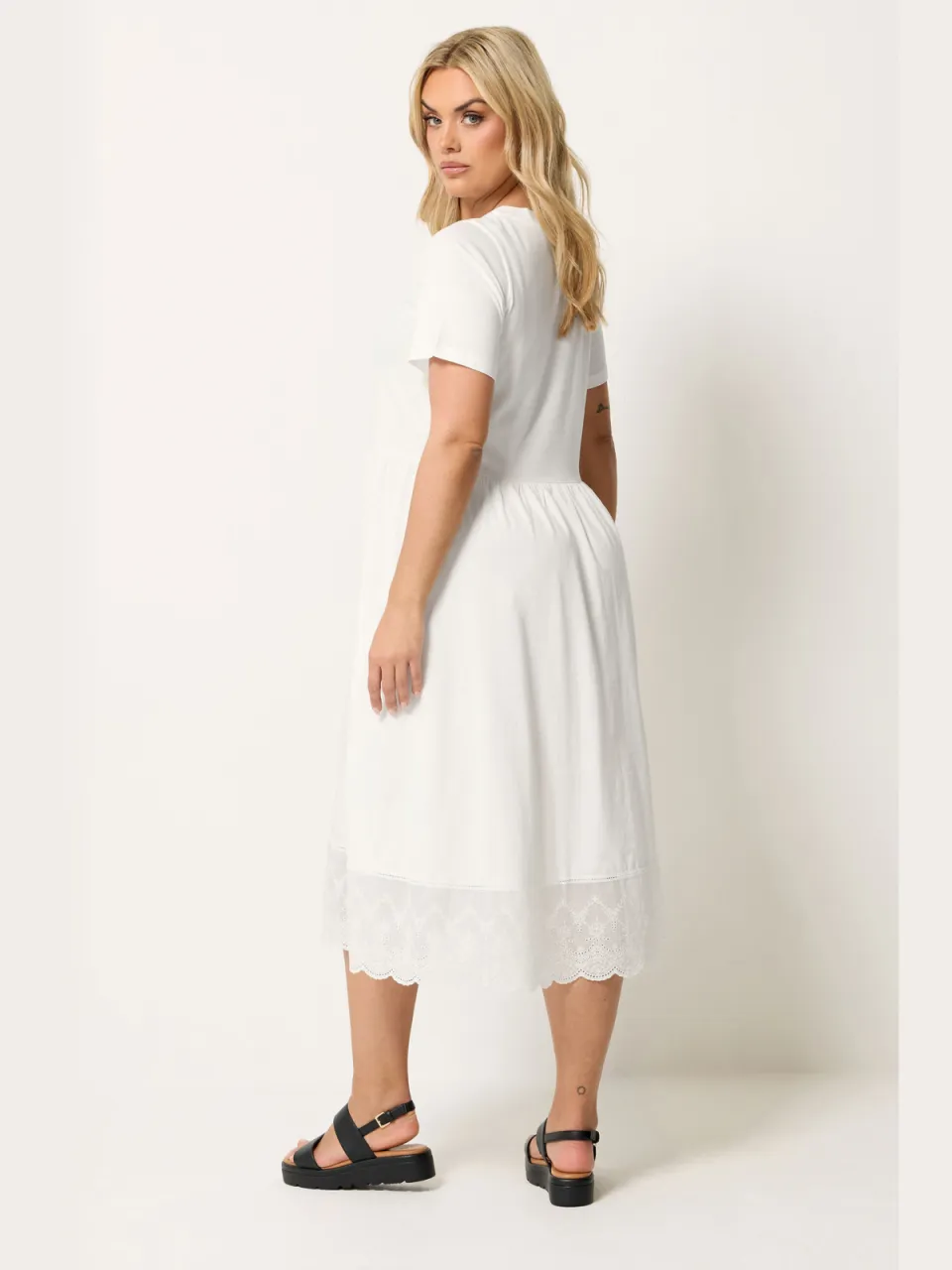 Yours Ivoorwitte Jurk Met Broderie Anglaise-68, foto 3