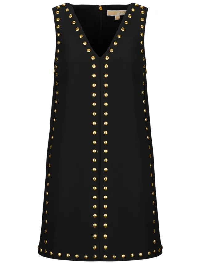 MICHAEL Michael Kors Korte Jurk MICHAEL Michael Kors V NECK STUD MINI DRESS Zwart