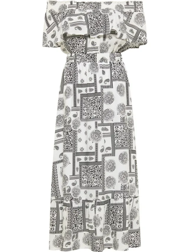IZIA Maxi jurk wit zwart