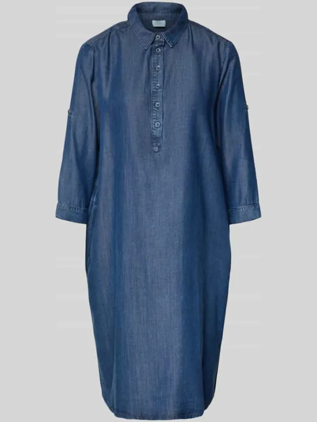 Milano Italy Knie-lange denimjurk met korte knoopsluiting, foto 2