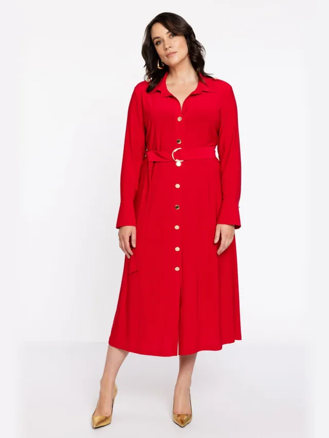 Yoek Jurk met knopen lang | Rood