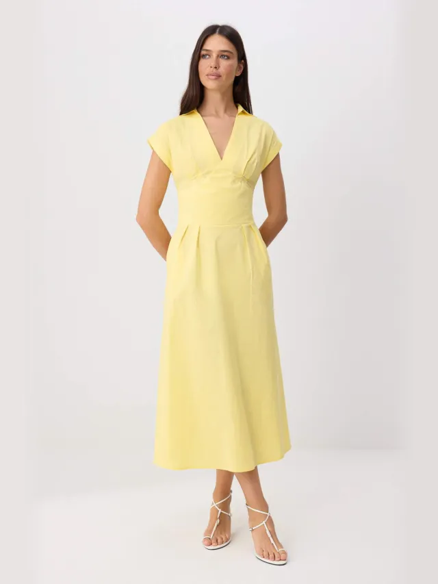 Trendyol TRENDYOLMİLLA Dames Geel Effen Midi Kort Skater Jurken