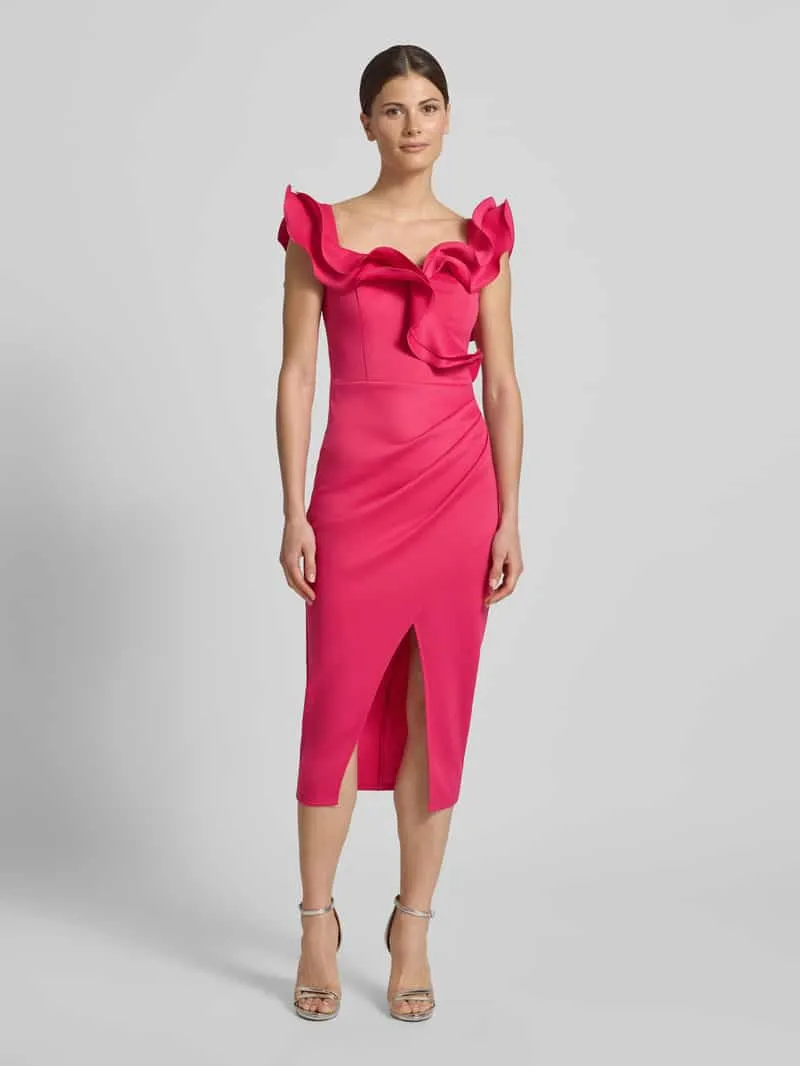 Lipsy slim fit midi-jurk met loopsplit Felroze