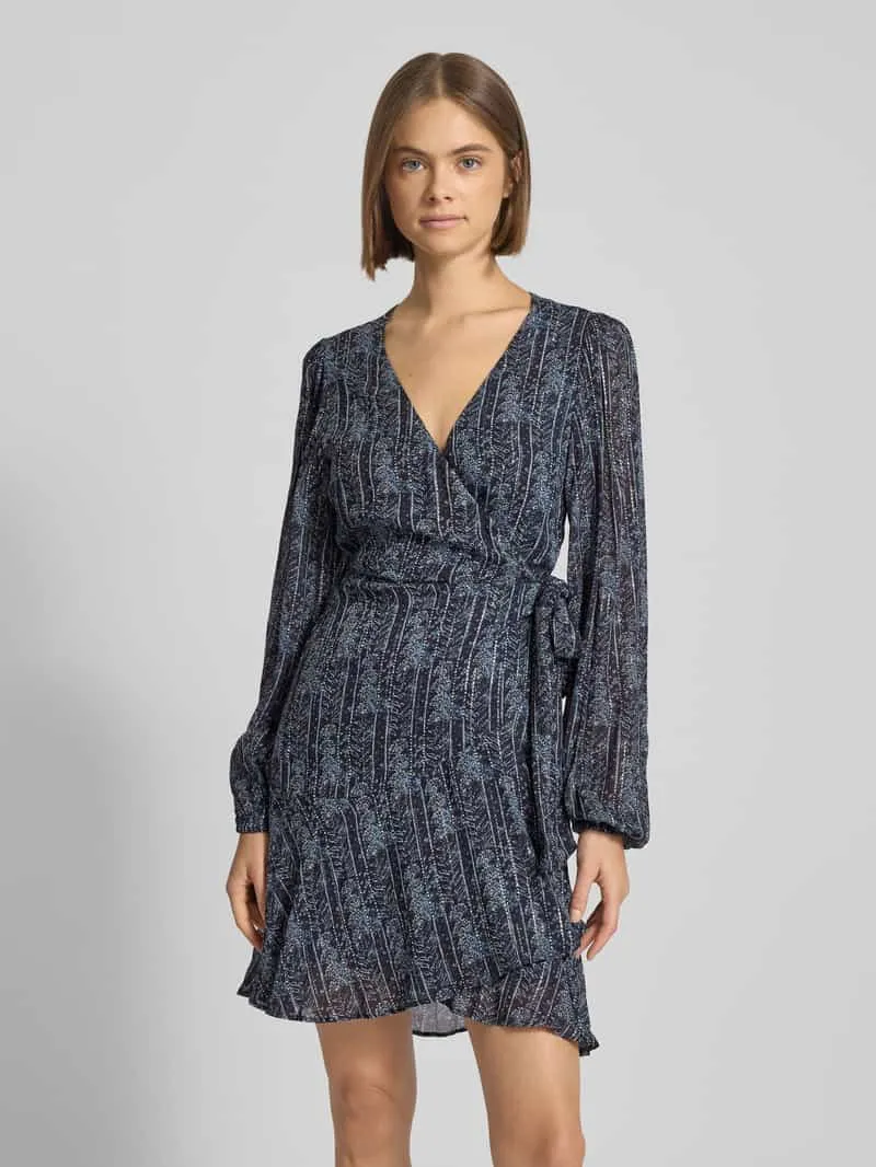Pepe Jeans Nauwsluitende wikkeljurk met details van effectgaren, model 'MAISA' Blauw