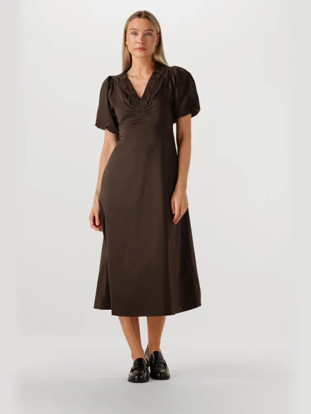 Neo Noir Dames Jurken Illana Poplin Dress - Bruin