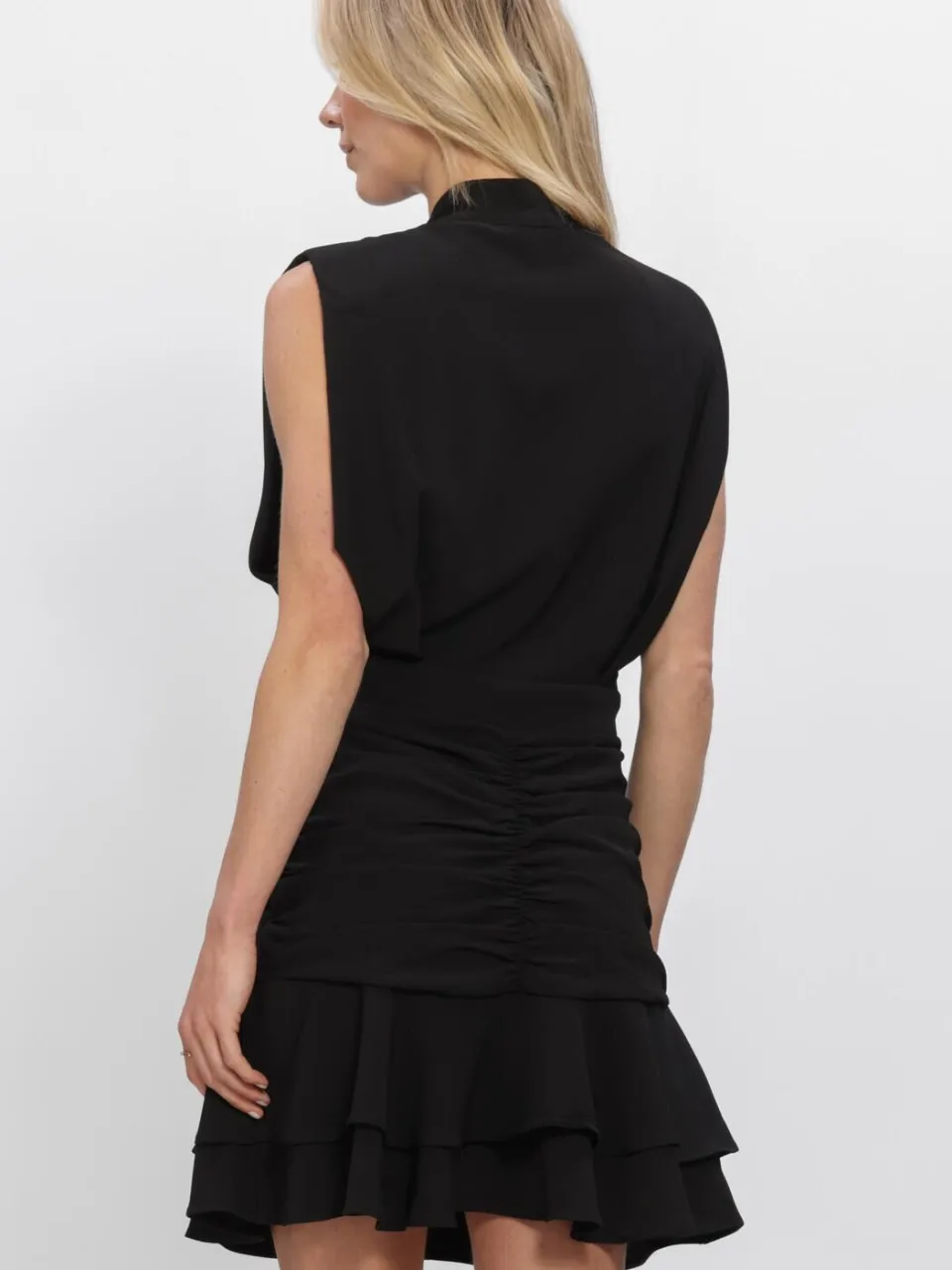 HAUTE L'AMITIÉ Dames Jurken L'egance Gather Crop Dress - Zwart, foto 3