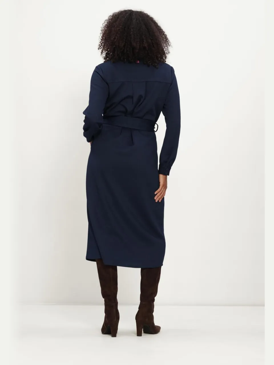 POM Amsterdam Demi midi blousejurk donkerblauw, foto 3