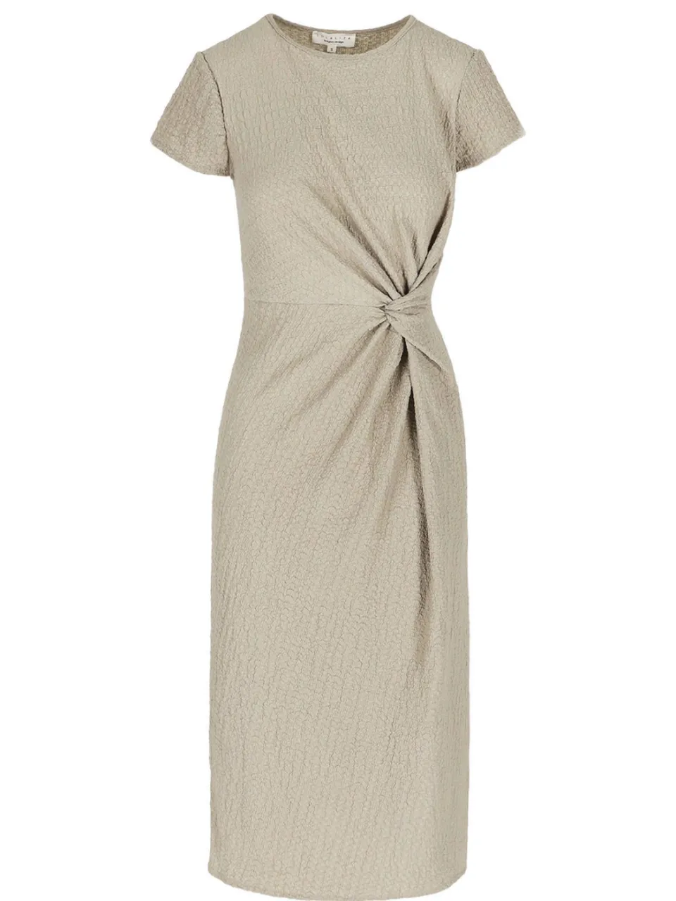 LOLALIZA midi jurk met knoopdetail - taupe, foto 2