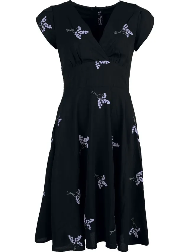 Voodoo Vixen Lavender Flare Dames Midi-jurk - zwart
