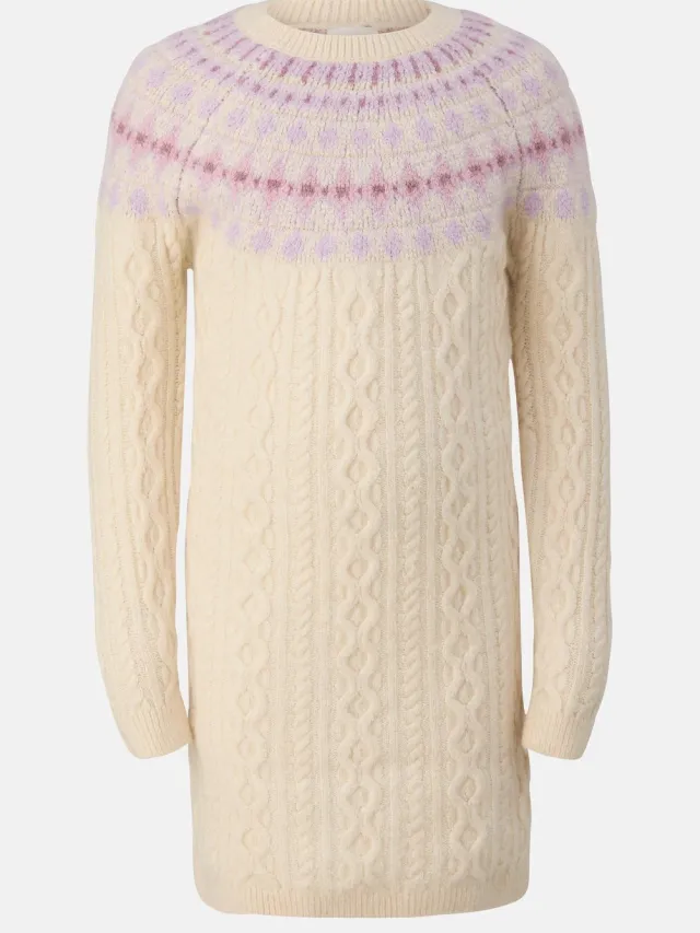 S.Oliver female - Gebreide jurk met vlechtpatroon lichtbeige
