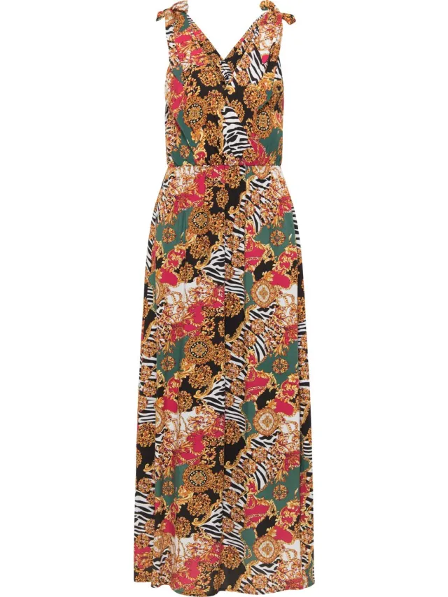 Faina Maxi-jurk met all-over print Rood Veelkleurig