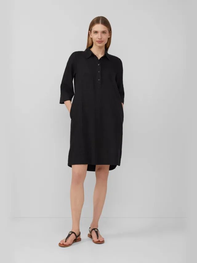 S.Oliver female - Korte blousejurk van een linnenmix met steekzakken zwart