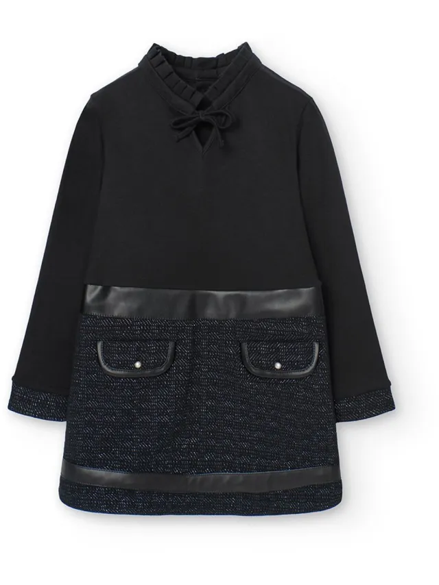 boboli Combined Lang Mouw Jurk Zwart 8 Years Meisje Black