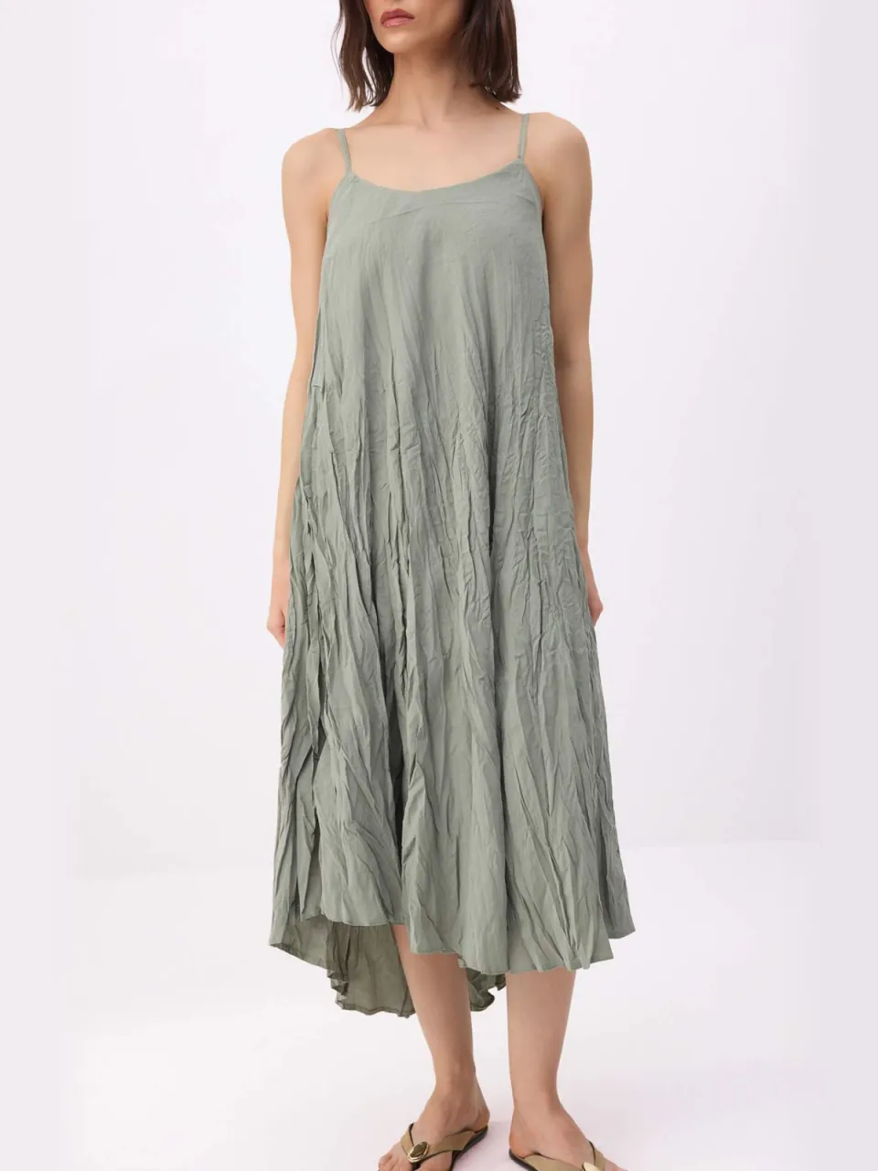 Trendyol TRENDYOLMİLLA Dames Groen Effen Midi Mouwloos A-lijn Jurken Mint