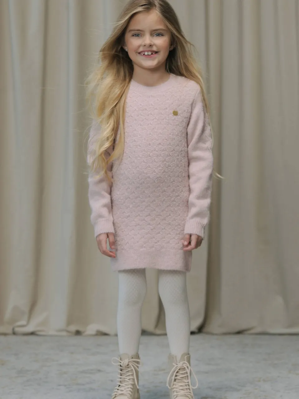 Le Chic SAKNITA korte gebreide jurk roze